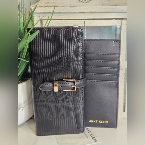 Anne Klein Black 2 Pce Wallet with Gold Buckle - Picture 5 of 6